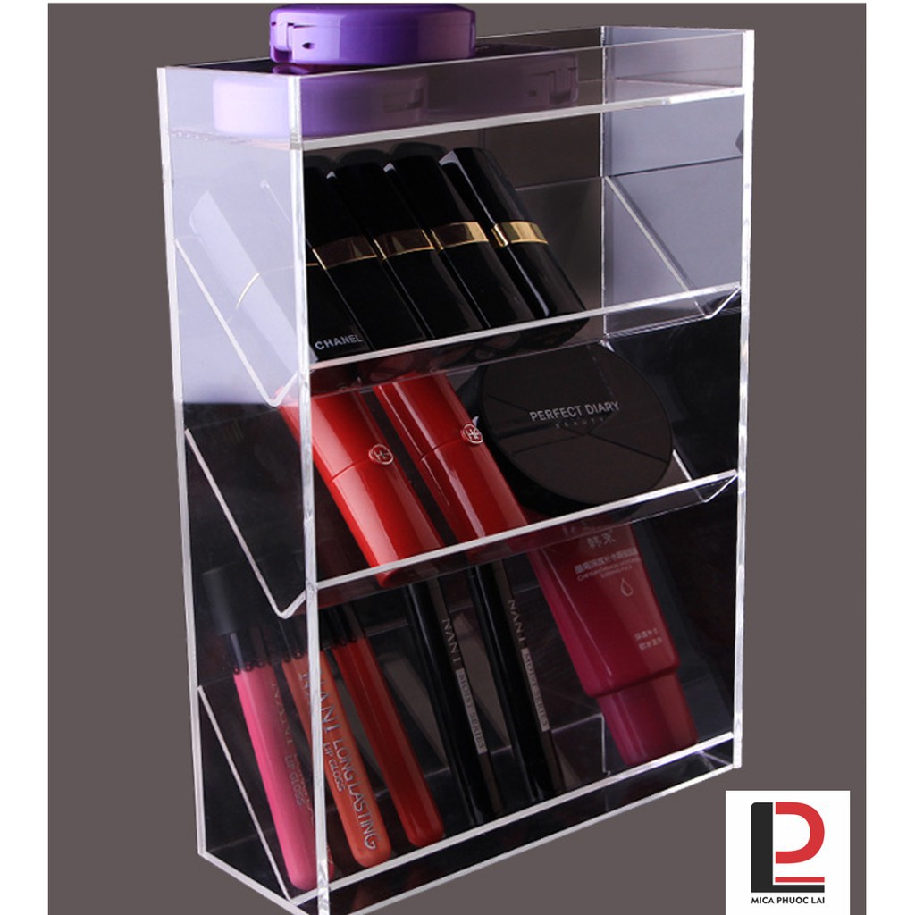 Kệ mica/acrylic trưng bày mỹ phẩm trong suốt