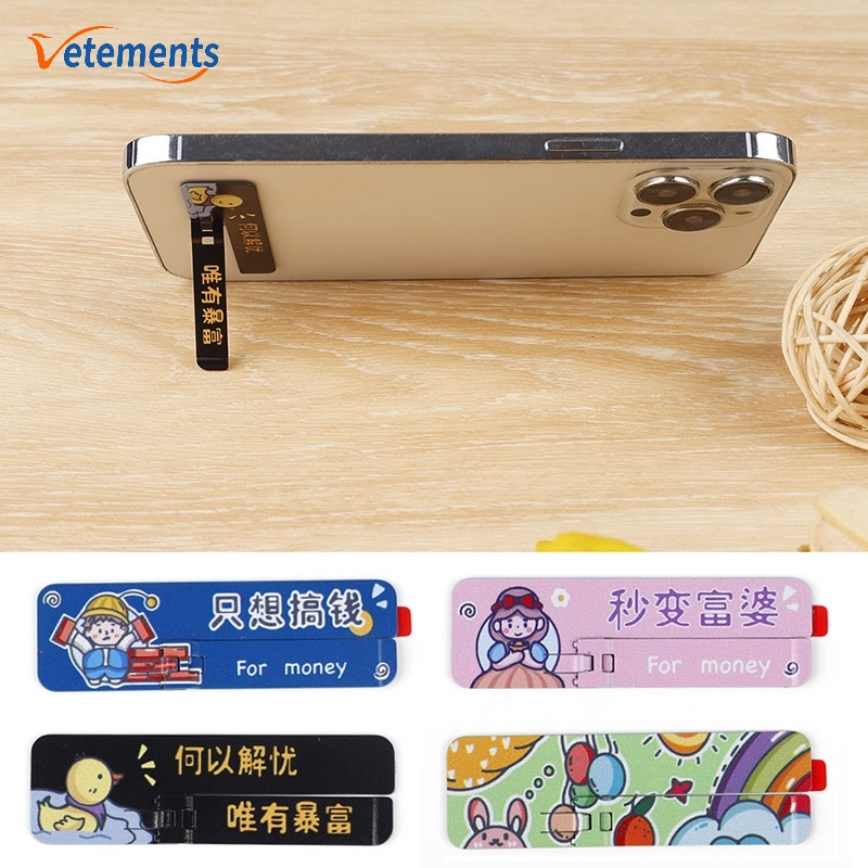 Giá Đỡ Điện Thoại / Máy Tính Bảng Bằng Thép Không Gỉ Siêu Mỏng Họa Tiết Hoạt Hình Có Thể Gập Lại Tiện Dụng