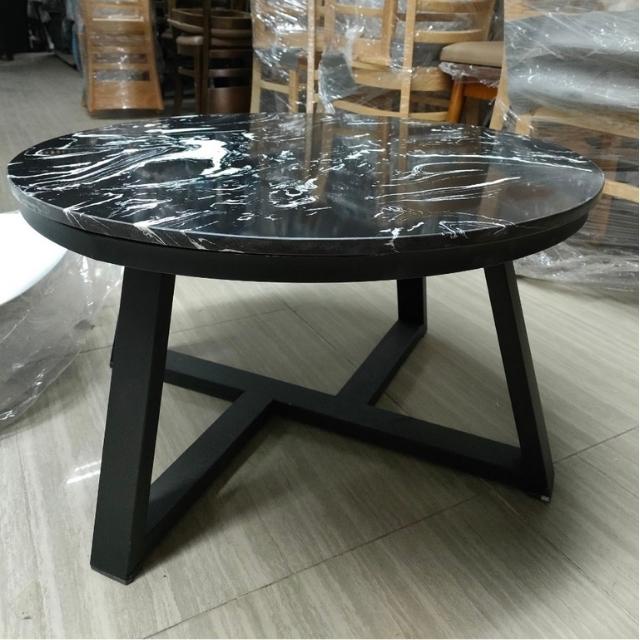 Bàn Trà Mặt Đá Tròn Chân Sắt Sơn Tĩnh Điện. Mẫu Bàn Sofa Cao Cấp Đường Kính 50, 60, 70cm Bảo Hành 1 Năm