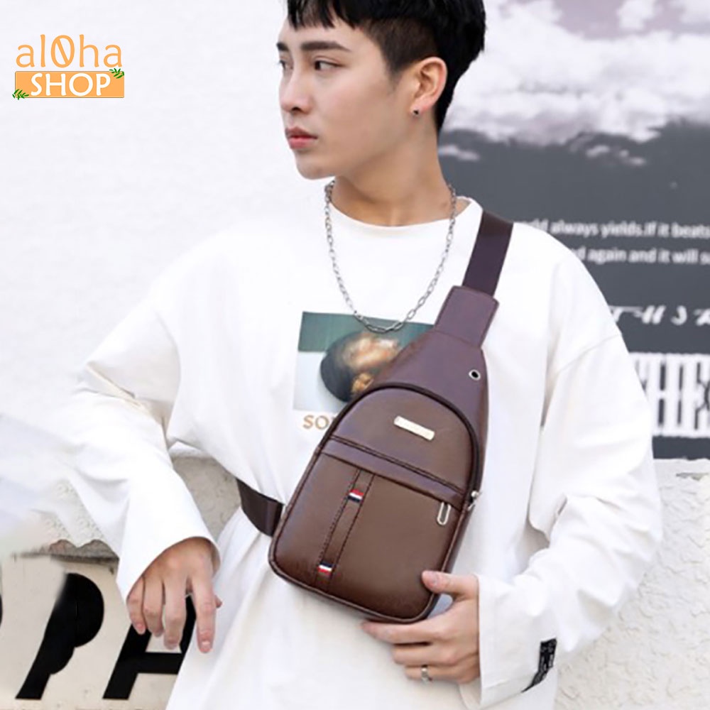 Túi đeo chéo da cao cấp unisex nam nữ chống nước thời trang hot trend - al0ha Shop