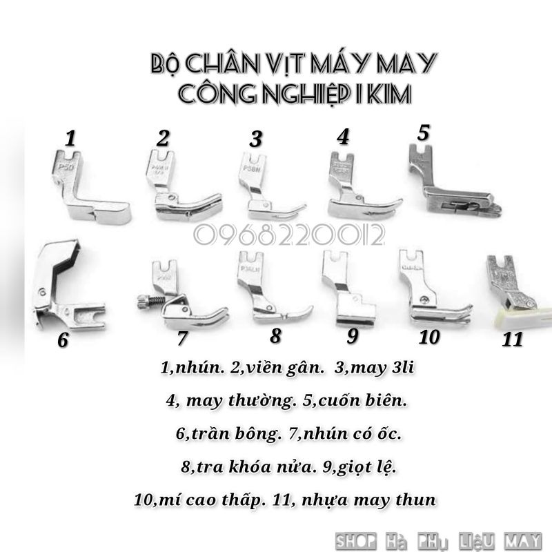 Bộ chân vịt máy may công nghiệp 1 kim ( 11 Chân vịt )
