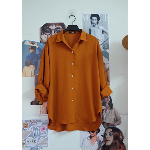 Áo sơ mi màu cam bò 🔥 freesize 🔥 năng động, trẻ trung, cá tính JULIE SHIRT