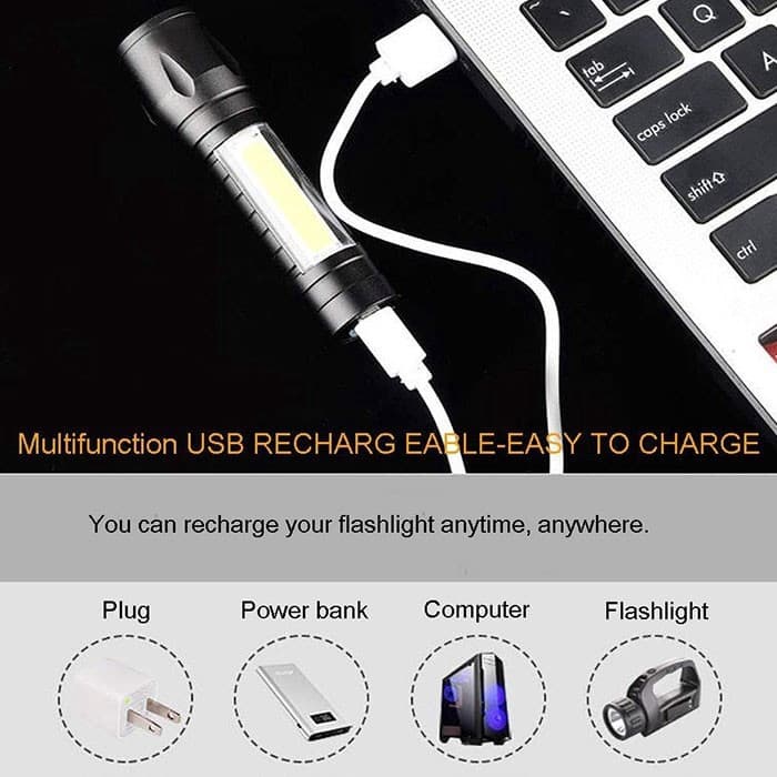 Đèn Pin LED XPE COB USB 8 Kiểu Dáng Mini Bằng Nhôm Có Thể Sạc Lại Chống Thấm Nước Chất Lượng Cao