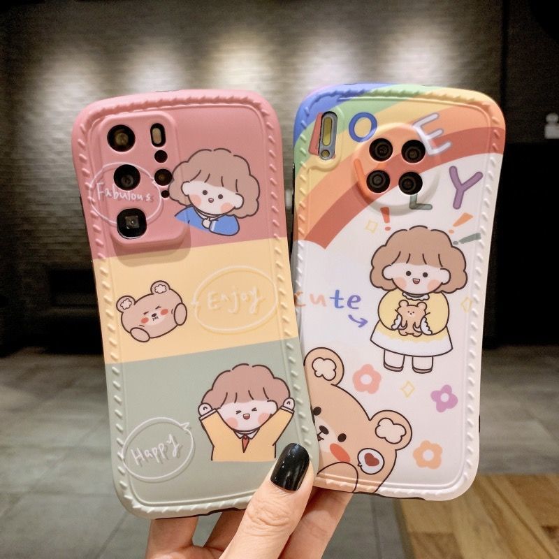 Ốp điện thoại mềm hình cô gái dễ thương có giá đỡ cho Huawei P30Pro Nova7 Mate30 P40 P30