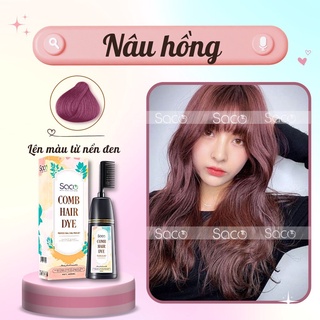 Lược nhuộm tóc Saco màu Nâu Hồng không cần tẩy hay nâng tone tóc chai 400ml