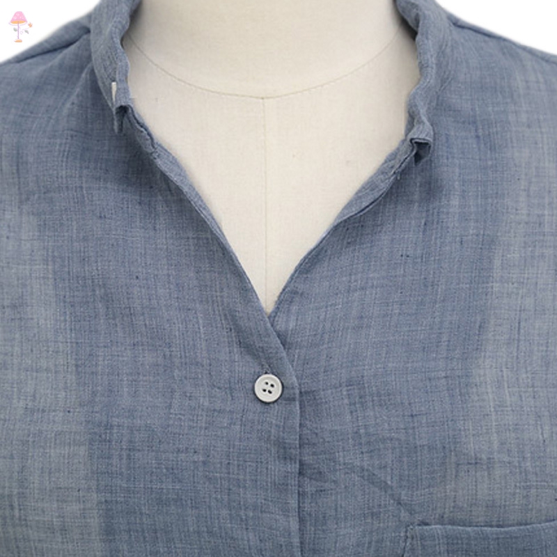 Áo sơ mi nữ tay dài mỏng bằng vải cotton lanh