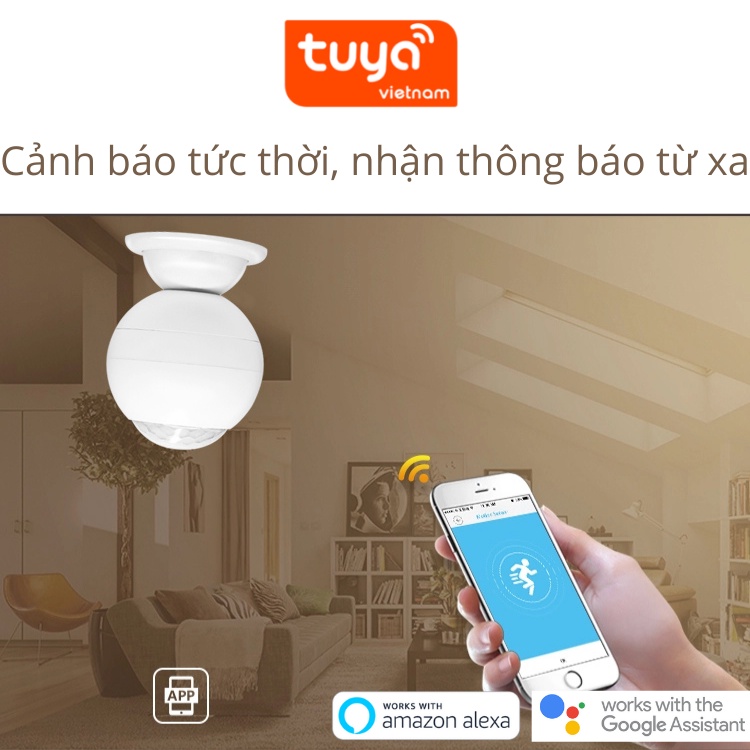 Cảm Biến Chuyển Động TUYA, Wifi PIR Có Chân Đế Dán, Kết Hợp Với Công Tắc Tạo Ngữ Cảnh