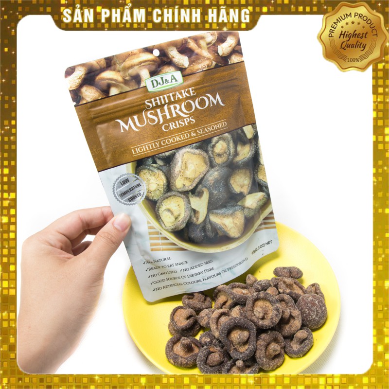 Combo 2 túi Nấm hương sấy giòn DJ&amp;A 65g - tốt cho sức khoẻ, giảm cân keto - Combo 2 packs DJ&amp;A skitake mushroom crisps