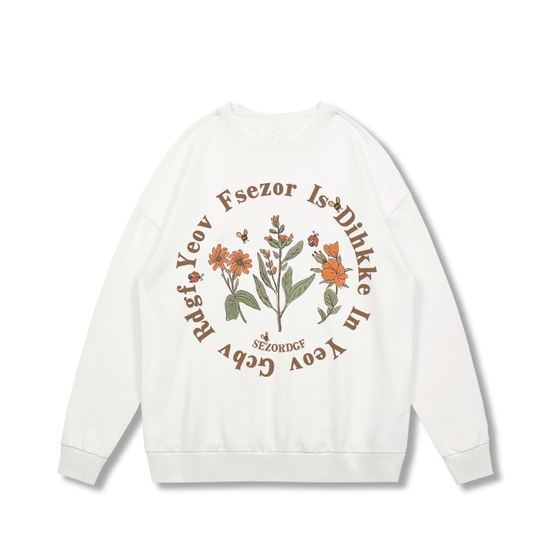 Áo sweater SELVZE cổ tròn dáng rộng in họa tiết kiểu đường phố mỹ cá tính dành cho nữ
