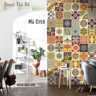 Decal Gạch Bông thổ cẩm, trang trí nhà cửa chống nước chống nhiệt sẵn keo - Mã C153