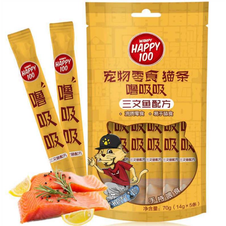 [60gr] Súp thưởng cho mèo dạng thanh Wanpy Happy 100 - Súp thưởng dinh dưỡng cho mèo con