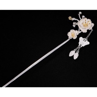 Trâm cài tóc hoa đào, bằng bạc 925