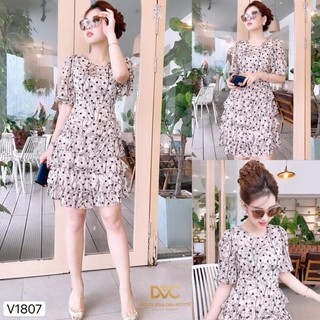 Váy xòe họa tiết hoa nhí v1807 - váy dvc