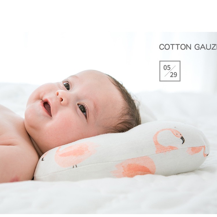 Gối lõm chống méo đầu cho bé sơ sinh 100% vải coton cao cấp