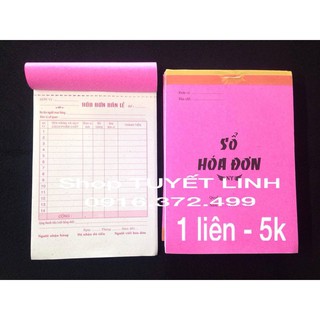 hóa đơn 1 liên  : 180k /  50 cuốn