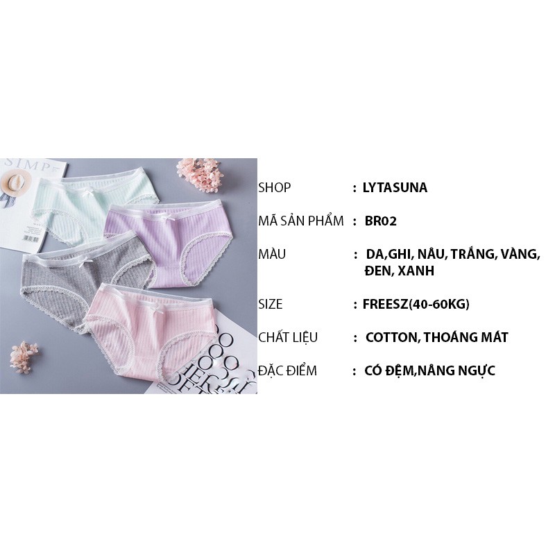 [Mã 12FASHIONSALE1 giảm 10K đơn 50K] Quần Lót Cotton Tăm Viền Ren nơ cài trước xuất Nhật hàng chất lượng cao | BigBuy360 - bigbuy360.vn
