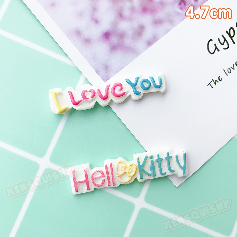 Mô Hình Logo HelloKitty &amp; iLoveYou Trang Trí Slime / Ốp Điện Thoại / Mô Hình / Gắn Dép
