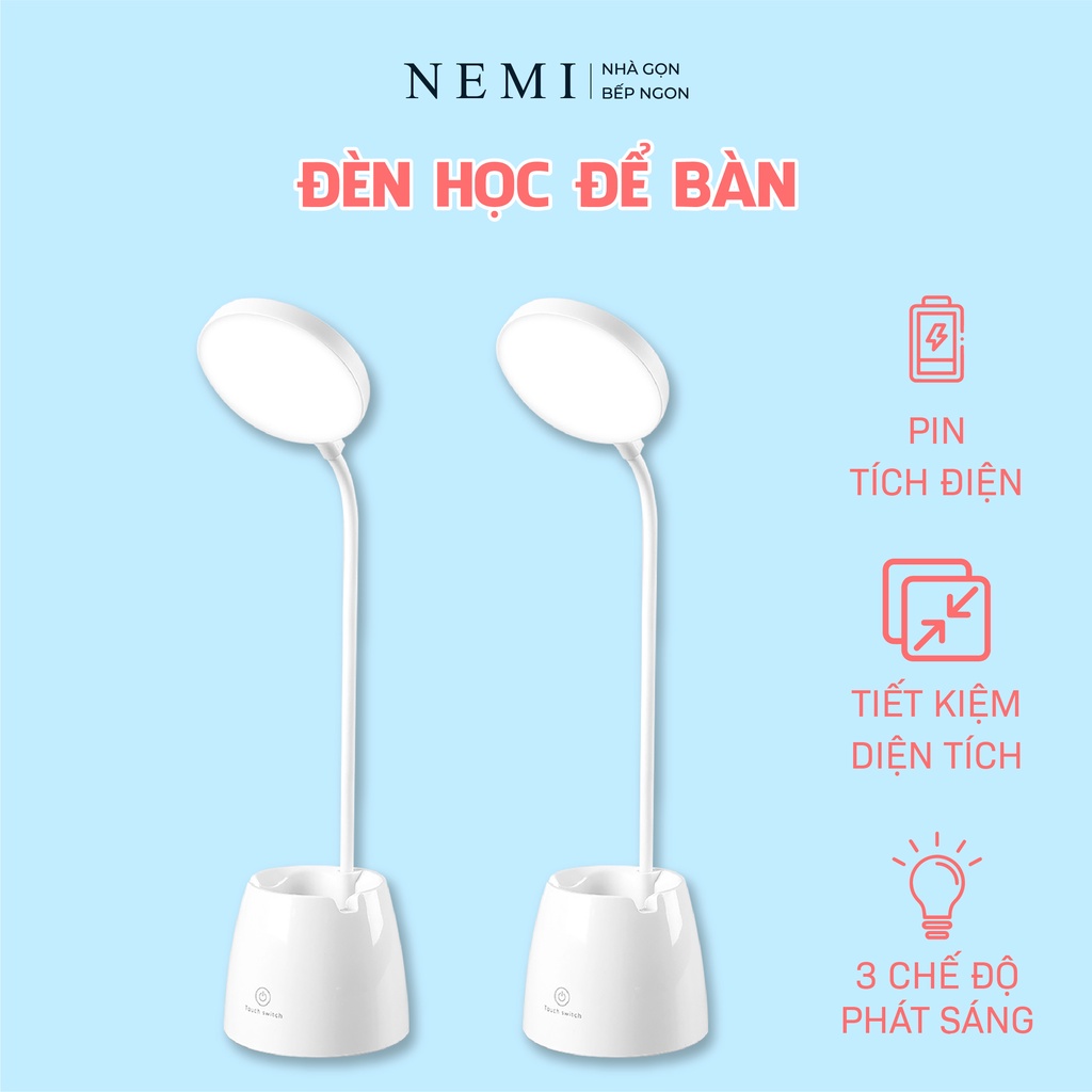 Đèn Học Để Bàn Tích Điện Chống Cận Mini Với 3 Cấp Độ Ánh Sáng Từ Vàng Đến Trắng Thiết Kế Nút Bấm Cảm Ứng Xoay Được