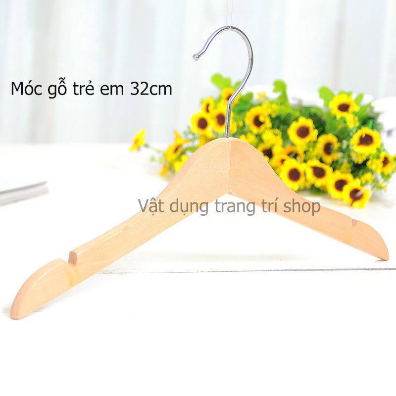 Móc gỗ treo quần áo trẻ em 32cm KTN BB ( bộ 10 móc )