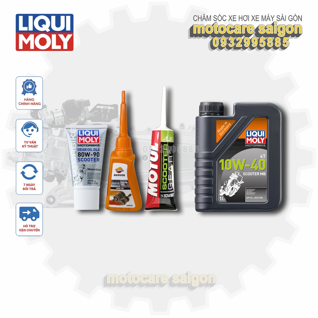 Combo Nhớt Liqui Moly Scooter MB 10w40 + Nhớt láp Motul/Repsol/Liqui Moly