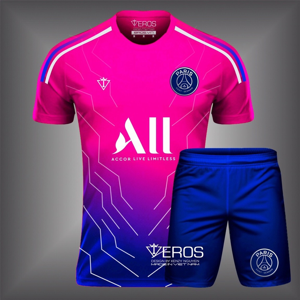 Bộ quần áo đá banh PSG Eros Hồng thun cao cấp