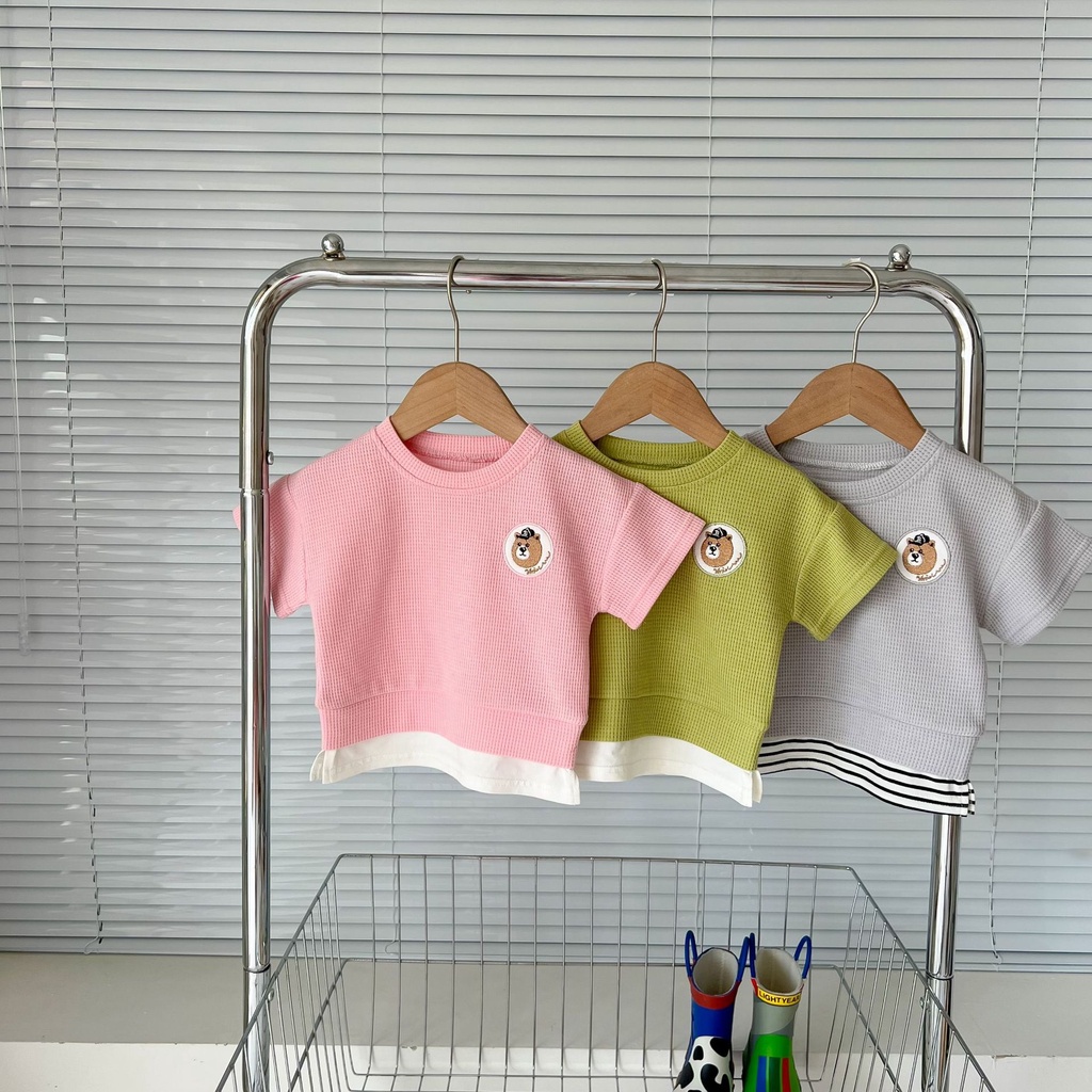 Set Đồ 2 Món Gồm Áo Dệt Kim Tay Ngắn + Quần Short Mỏng Cho Bé Trai/Gái