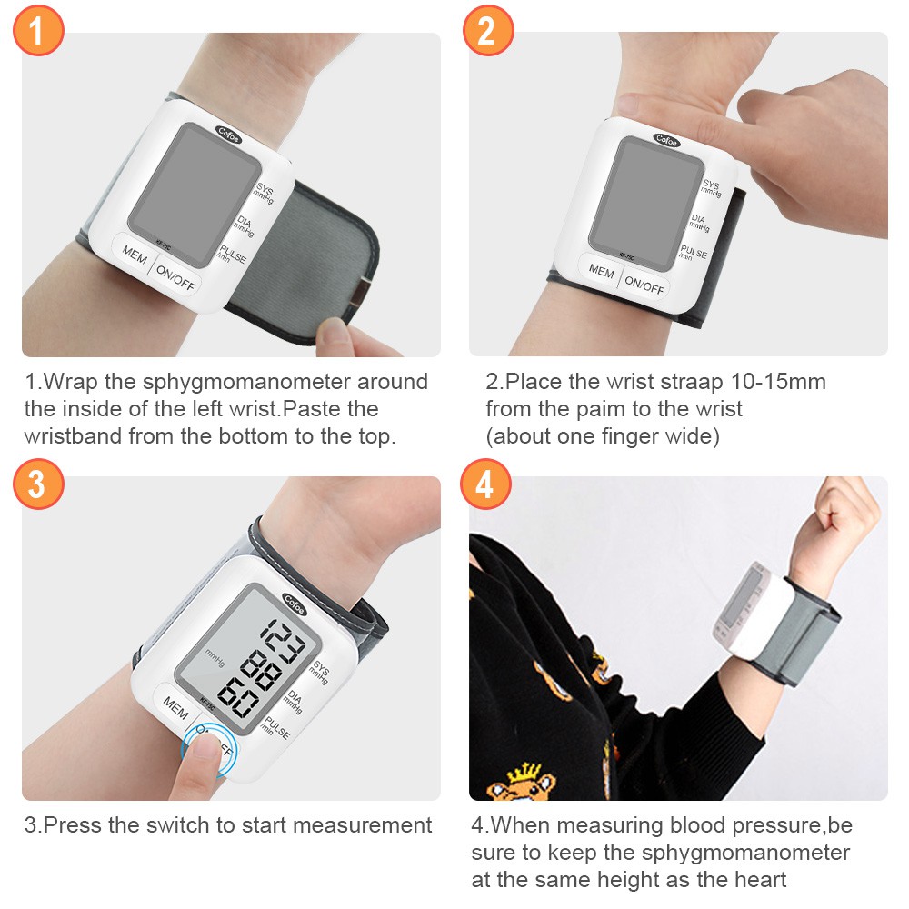 (Hàng Mới Về) Máy Đo Huyết Áp Đeo Cổ Tay Kỹ Thuật Số Bp Cofoe | BigBuy360 - bigbuy360.vn