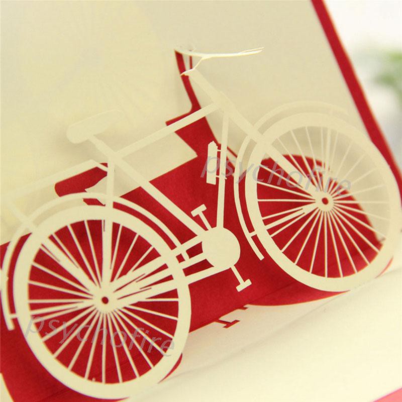 Pcf* Bicycle Travel 3D Pop Up Card Happy Birthday Valentine Easter Anniversary Gift