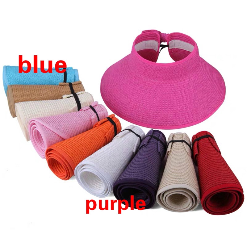 Wide straw sunshade foldable hat summer travel fashion