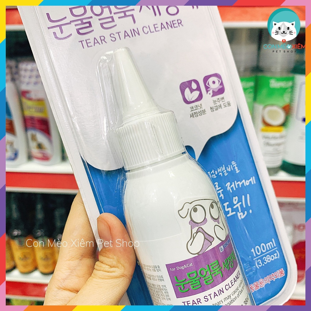Lau rửa mắt vết ố bẩn cho chó mèo Forcans 100ml, làm sạch nước mắt bụi bẩn cún mèo Con Mèo Xiêm