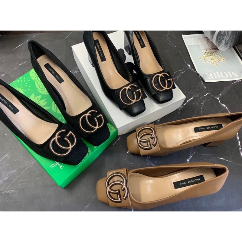 Giầy gót trụ nơ cg khoá vàng