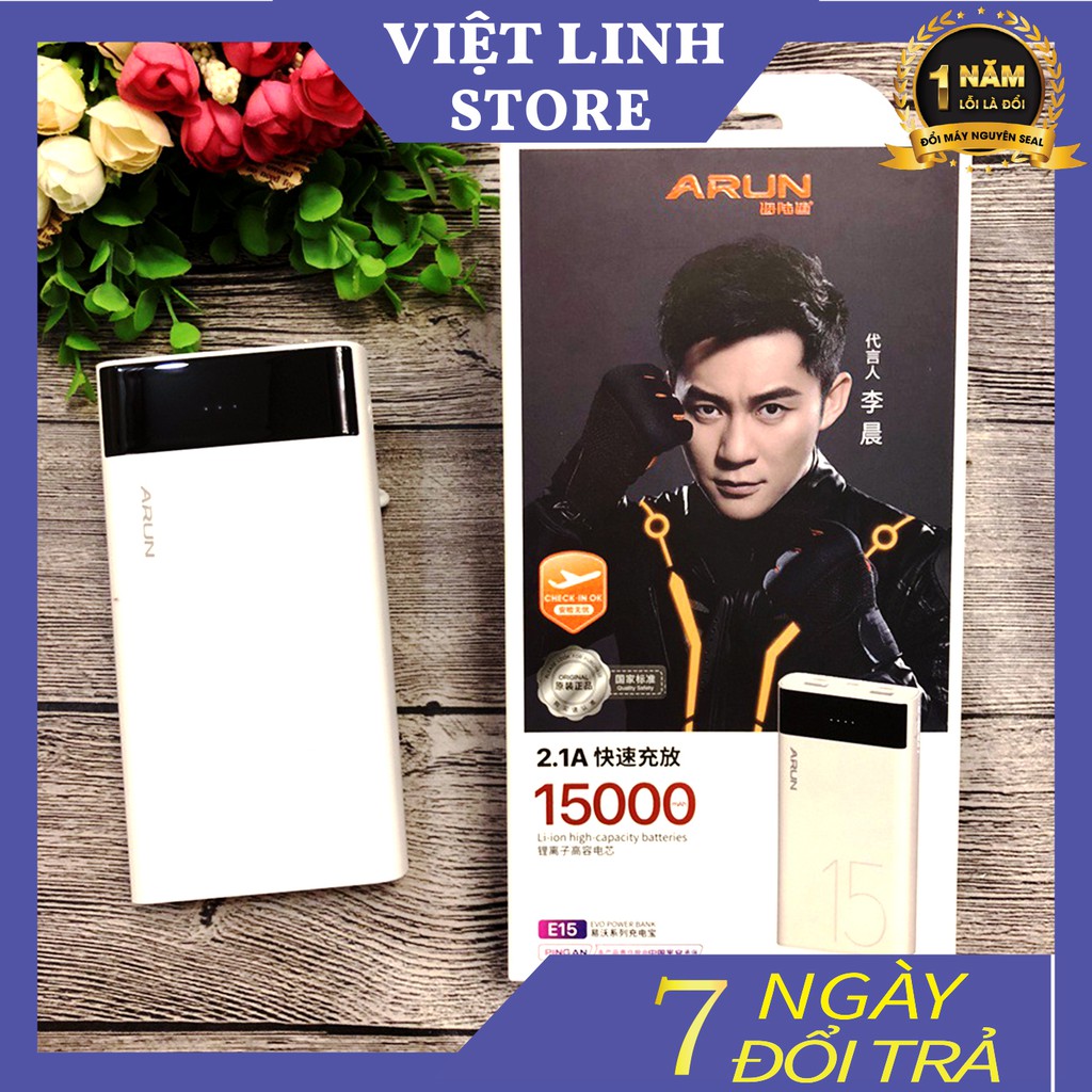 Sạc dự phòng Arun siêu nhanh mẫu đẹp 15000 mah - Hàng chính hãng