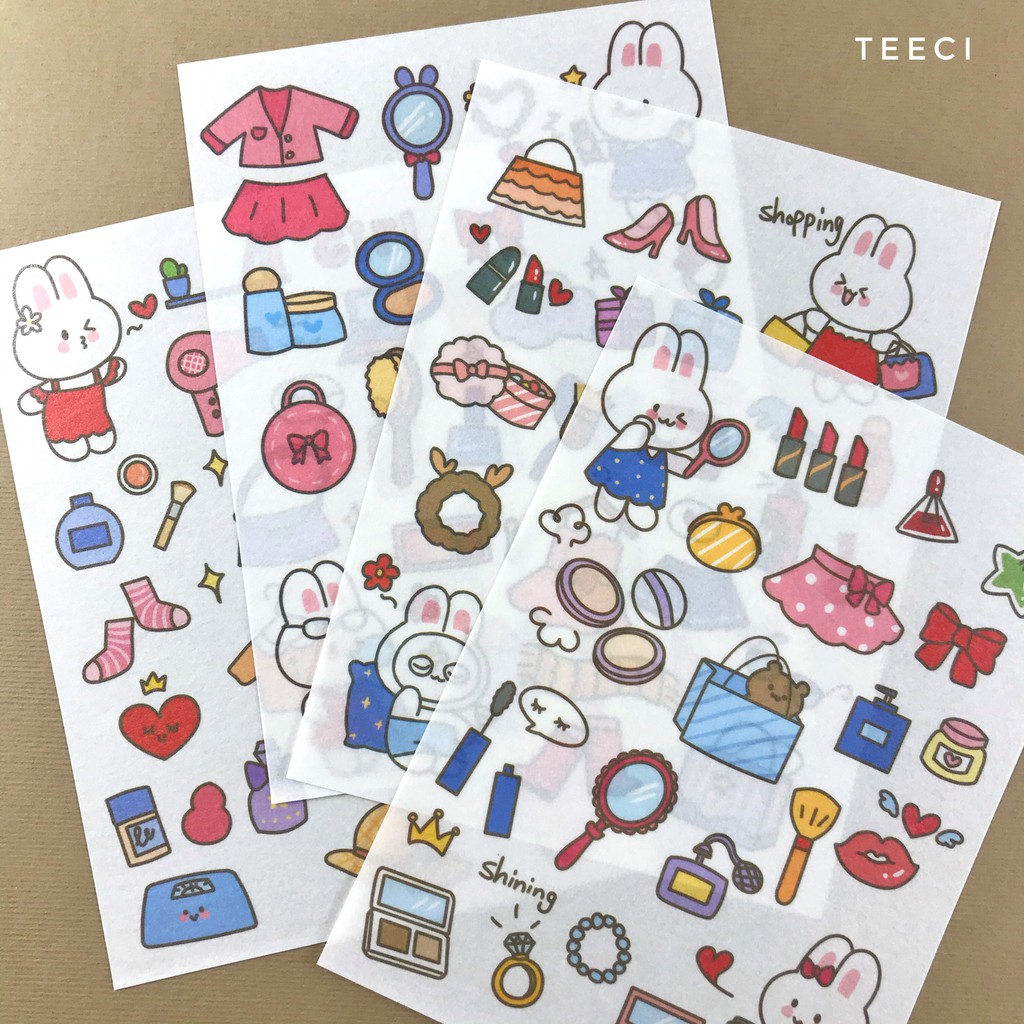 Bộ 4 Tấm Miếng Sticker Hình Dán Học Sinh Nhật Bản Trang Trí Sổ Tay Nhật Ký Điện Thoại Khay Đựng Bút D159
