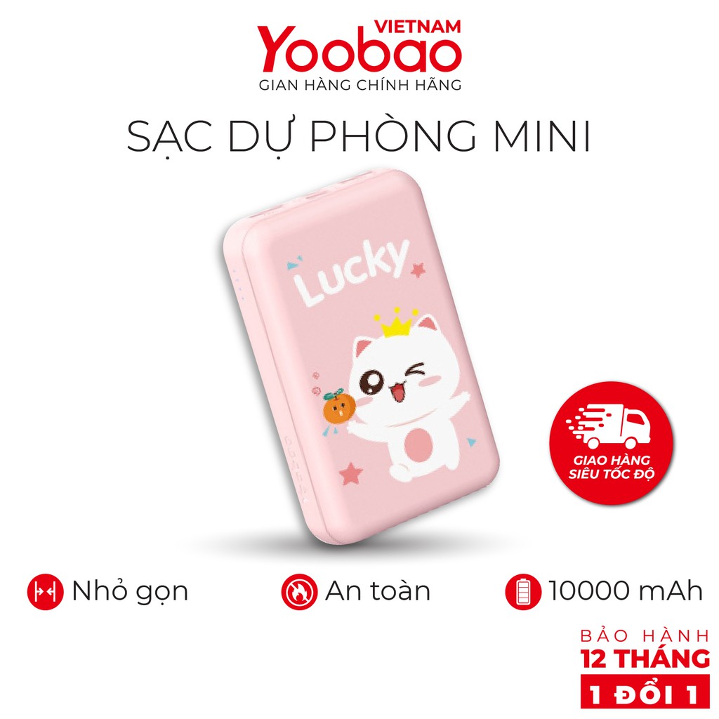 Pin Sạc dự phòng Yoobao mini 10000mAh P10W Sạc đồng thời 2 thiết bị - Hãng phân phối chính hãng