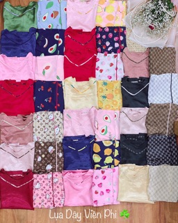 ( Freesize Dây ) Đồ Bộ Dây Lụa Phối Phi - Áo Dây Quần Đùi