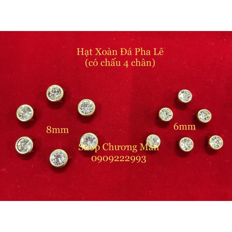 100 Viên Hạt Xoàn Đá Kết [Có Chân Chấu] 6mm / 8mm Trang Trí Giá Sỉ