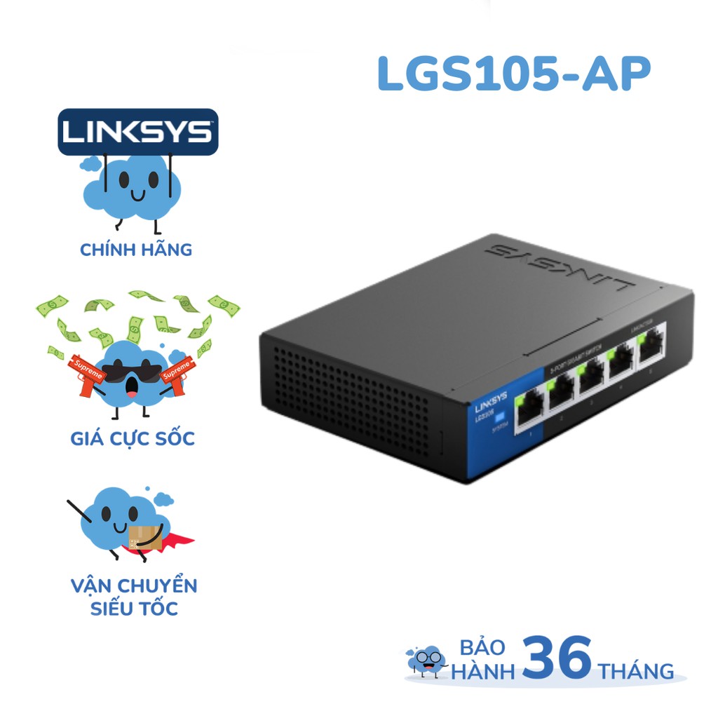 Thiết Bị Chia Mạng Linksys Switch LGS105 Unmanaged 5-Port Business Gigabit