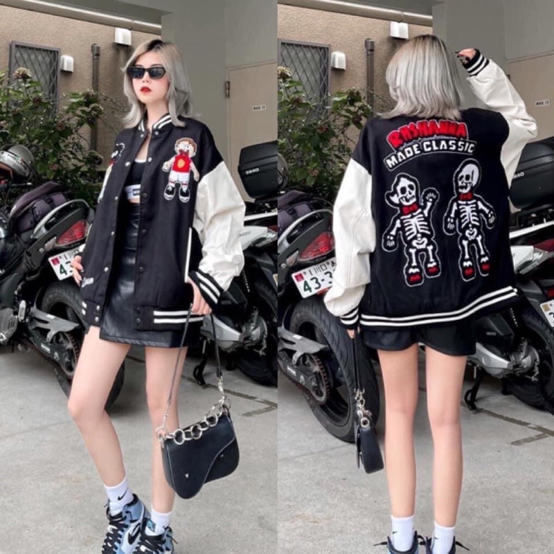 Áo Khoác Dù BOMBER Hoạ Tiết Hình Người Ulzzang Unisex Phong Cách Hàn Quốc