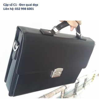 tt [sale] Cặp da khóa số CK03 đen C1