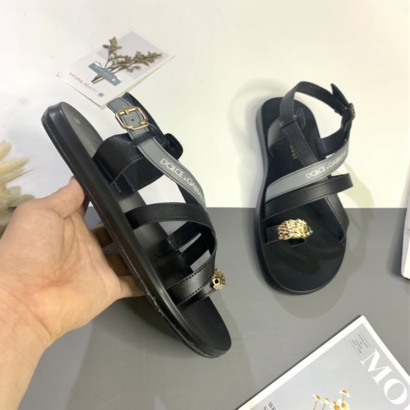 [Ảnh thật+ Kt hàng] Dép Sandal Dolce Quai Chéo Xỏ Ngón Đầu Rồng Vàng