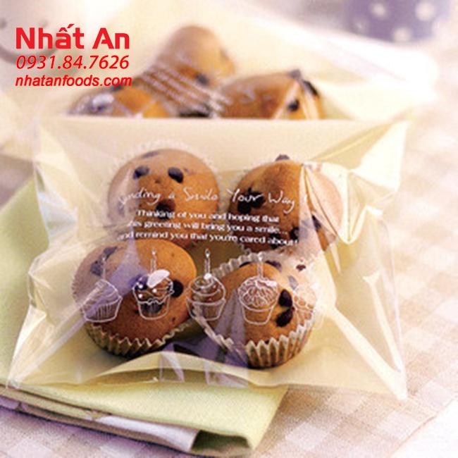 Túi dán đựng bánh trung thu/ cookies Họa Tiết 13x13cm - 100 cái