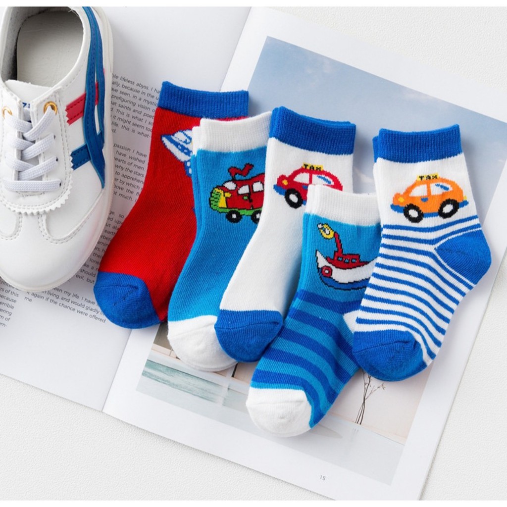 [ Cao cấp] Set 5 đôi tất, vớ trẻ em cao cổ Kids Sock cao cấp mix màu xinh xắn size 0 - 8 tuổi