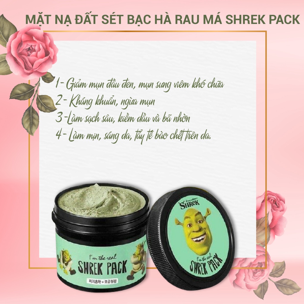 Mặt Nạ Đất Sét Bạc Hà Rau Má SHREK PACK-Chuyên Làm Sạch Mụn Cám,Mụn Đầu Đen,Bã Nhờn Chưa Có Đánh Giá