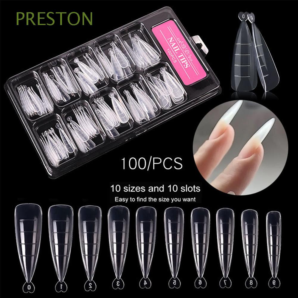 Bộ 100 Móng Tay Giả Trong Suốt Dùng Để Nối Dài Móng