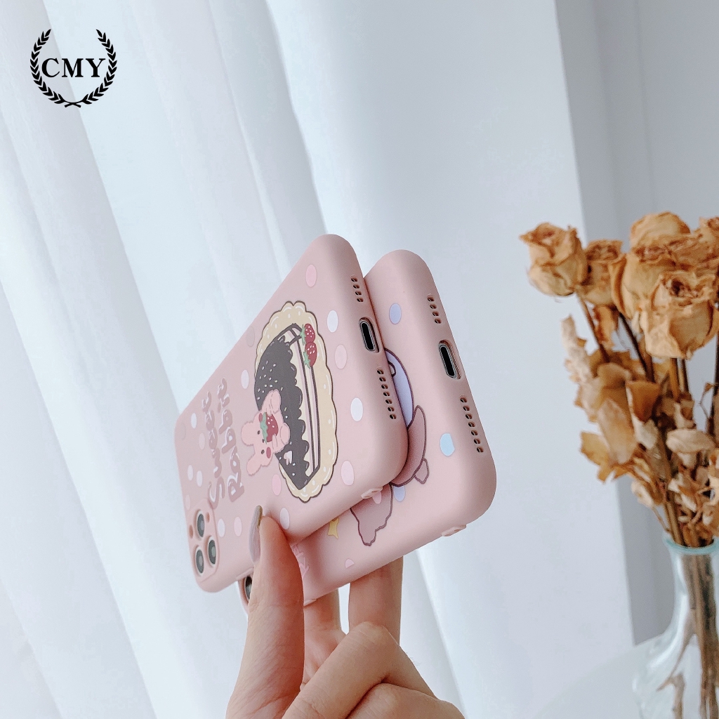 Ốp điện thoại in hình gấu và thỏ hoạt hình dễ thương cho iPhone 11/11Pro 11Pro Max X XR XS XS MAX 7 8 Plus SE | BigBuy360 - bigbuy360.vn