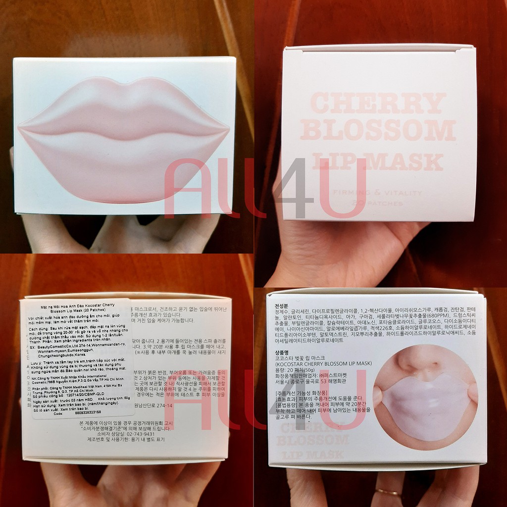 [MEDIHEAL VN PP] KOCOSTAR Rose Lip Mask & Cherry Blossom Lip Mask (1 hộp 20 miếng) - Mặt nạ Môi Hoa Hồng & Hoa Anh Đào.