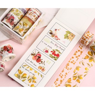 Băng dính Washi Tape set 10 mẫu Cơ Quả Lôi Lôi trang trí tranh, planner, sổ tay