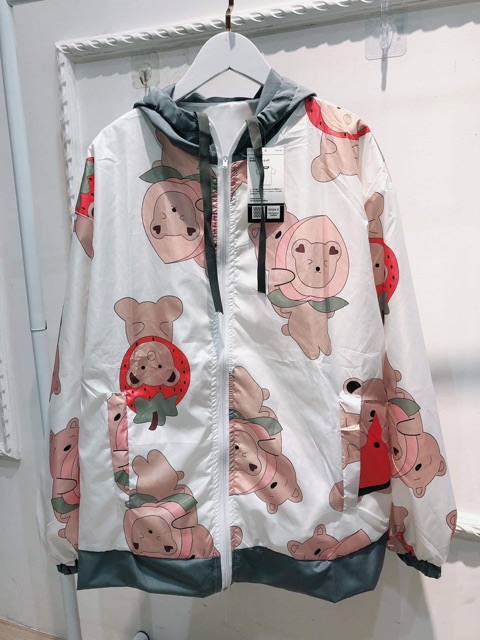 Khoác gió gấu 2 lớp phối mũ HSN877