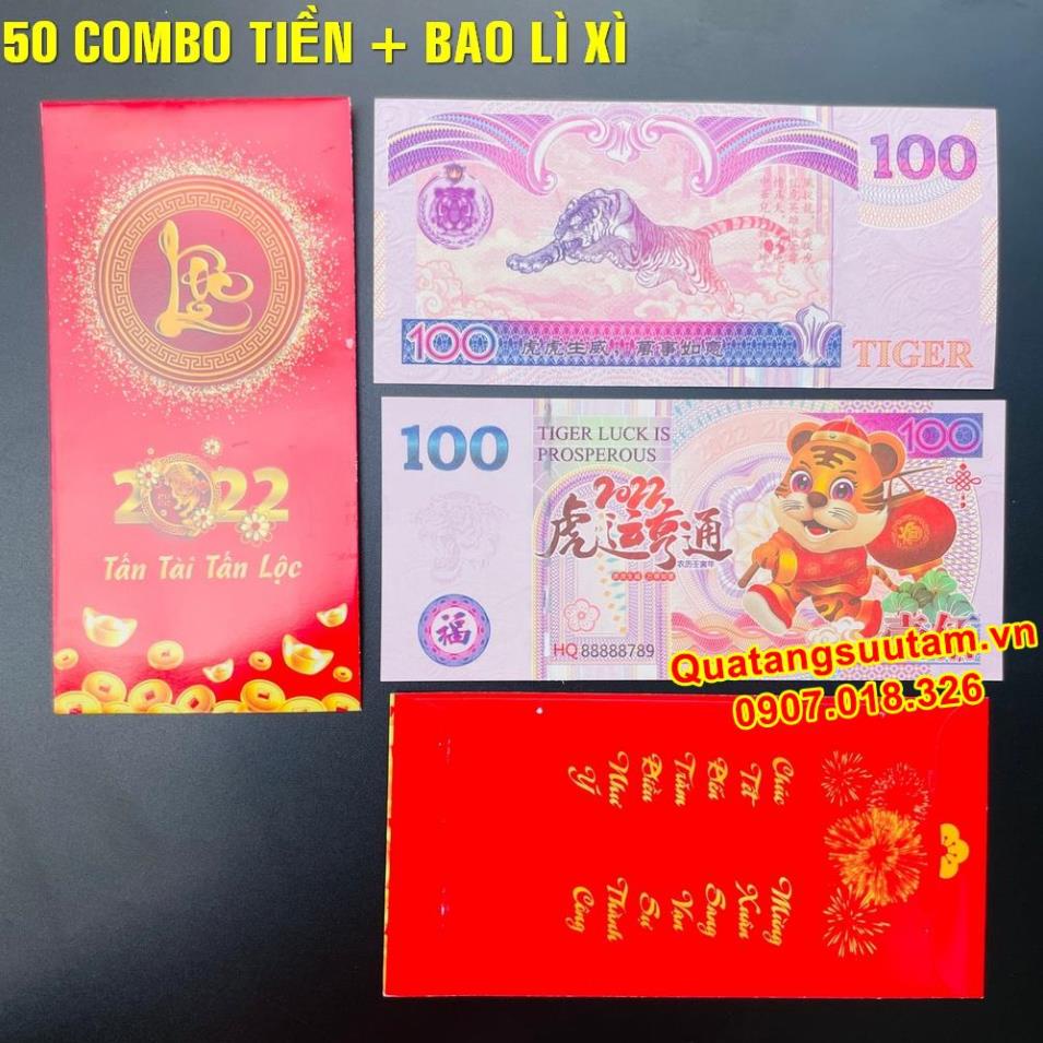 [RƯỚC LỘC] (50 tờ) Tờ tiền lì xì hình hổ Đài Loan lì xì năm Nhâm Dần tài lộc cùng bao lì xì siêu kute, Quà Tết 2022