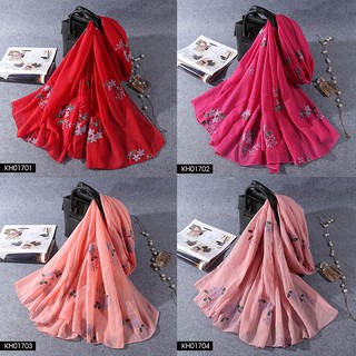 KH017 Khăn voan thêu 3D Violet cao cấp
